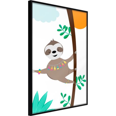 Affiche Murale Encadrée "Lazy Life" 30 x 42 cm Noir
