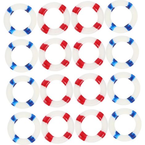 Cabilock 20 Pièces Décorations Miniatures Bouées de Résine Bleu Rouge pour Maison Bord de Mer Ornements Photo Props Piscine