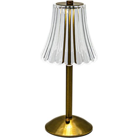 Lampe de Table Sans Fil, Lampe de Chevet Tactile Dimmable, 3 Couleurs USB Rechargeable Lampe de Table LED Cristal pour Chambre, Chevet, Salon, Restaurant, Or (1/4)