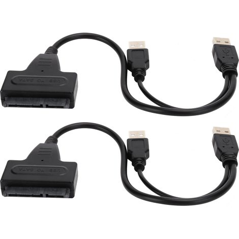 2 Câbles Adaptateurs USB 2.0 vers SATA 7+15 Broches pour Disque Dur SSD 2,5 Pouces 480Mbps (1/5)