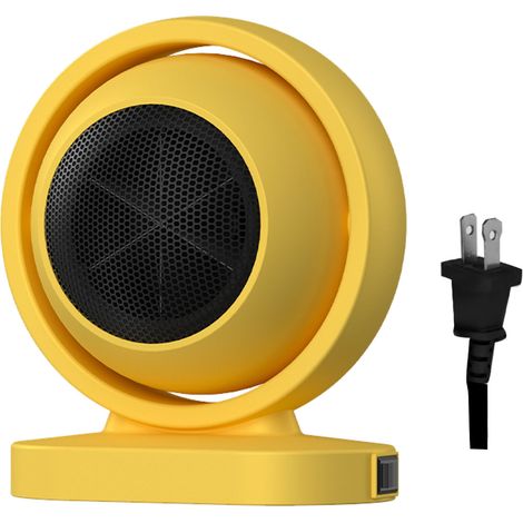 Radiateur intelligent portable avec contrôle anti-surchauffe, économie d'énergie, faible bruit, ventilateur chauffant de bureau, jaune, prise américaine 110V (1/5)