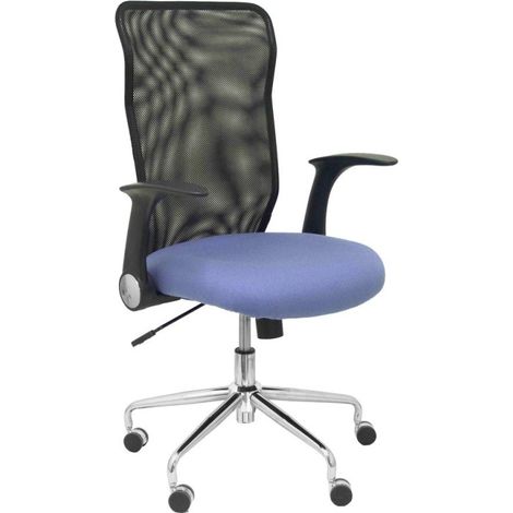 Chaise Minaya dossier en filet noir siège en bali bleu clair (1/5)