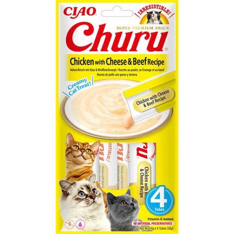 Inaba - churu - Friandise crémeuse pour chats - Thon et fromage - 4 x 14 g (56 g) (1/3)