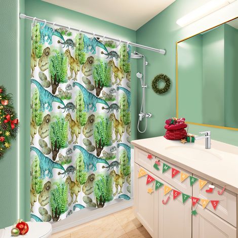 Ensemble rideau de douche polyester avec anneaux 180x180 souple et fluide protection douche pour personne à mobilité réduite (1/5)