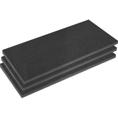 Sealey SFPK50BK Easy Peel Shadow Foam 1200 x 550 x 50mm, Black/Black Pack of 3