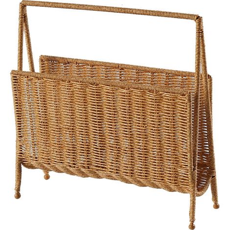 Porte-revues en osier tressé imitation rotin marron clair pour un rangement efficace de la maison
