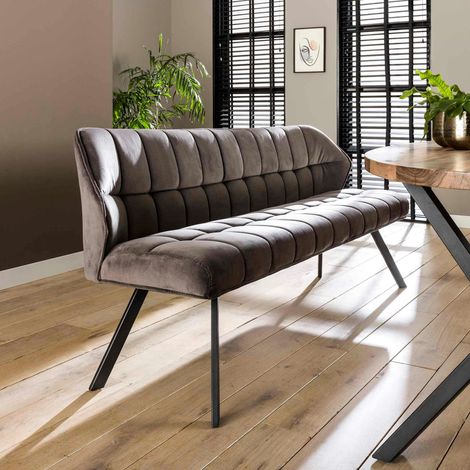 Banc salle à manger velours gris 180 cm MELBOURNE (1/5)