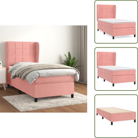 Boxspringbett mit Matratze Rosa 90x200 cm Samt - Boxspringbett - Doppelbett - Rosa Bett - Samtbett - Betten Günstig (1/5)