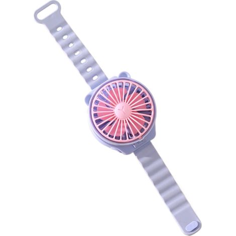 Ventilateur portable à motifs de dessins animés pour enfants, appareil de refroidissement mains libres pour garçons, filles, étudiants, voyages, camping, parcs, bleu, rose (1/5)