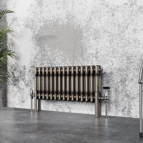 Traditional Cast Iron Style Radiator Raw Metal Central Heating 2 Column 300x695mm