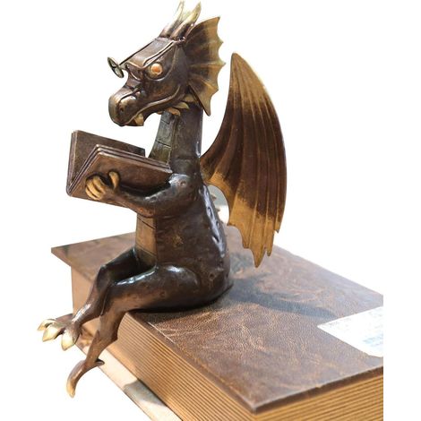 Dragon Reading Book Statue Kunst Harz Reading Book Sculpture