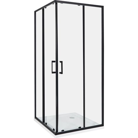 Box Doccia Vetro Temperato Telaio Alluminio Doppia Porta 80 x 80 x 185 cm Tela