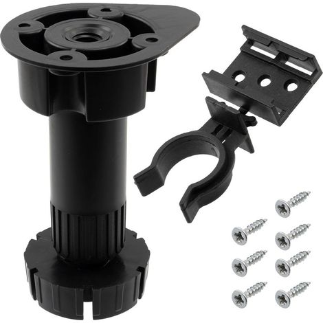 Set mit 10 verstellbaren Möbelfüßen (100-150 mm) / 5 Sockelleistenclips / 55 Schrauben (1/5)