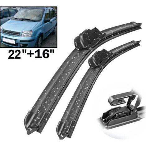 Balai Essuie-Glace Avant - 22 Pouces + 16 Pouces - Pour Fiat Panda 169 2004-2012 - Lot de 2 (1/4)