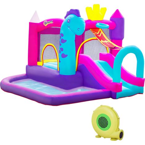 Castello gonfiabile area giochi da esterno 300 x 270 x 200 cm scivolo e piscina decorativo di tendenza in tessuto oxford rosso 210000341