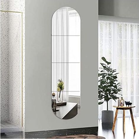 4-Piece Acrylic MCLEULLA Wall Mirror Set, Frameless 30.5 x 30.5 cm Square Panels, Full-Length Adhesive Mirror Tiles for Gym, Hallway, Living Room, Silver (1/5)