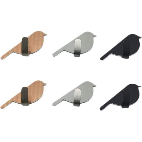 Lntyq Crochets à Serviette Adhésif Mural Patere d’oiseau en Acier Inoxydable Salle de bain Cuisine, 6 Pièces, sans Perçage (3 couleurs) (1/5)