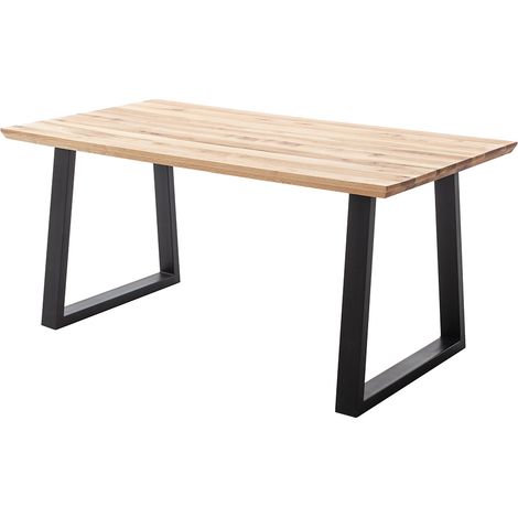 Esstisch 160x90 cm mit Schweizer Kante, Trapez-Gestell, Eiche massiv geölt, PARACATU-06 (1/5)