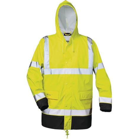 Veste de pluie de signalisation en PU Manfred taille M jaune/noir PU sur support de PES NORWAY (1/4)