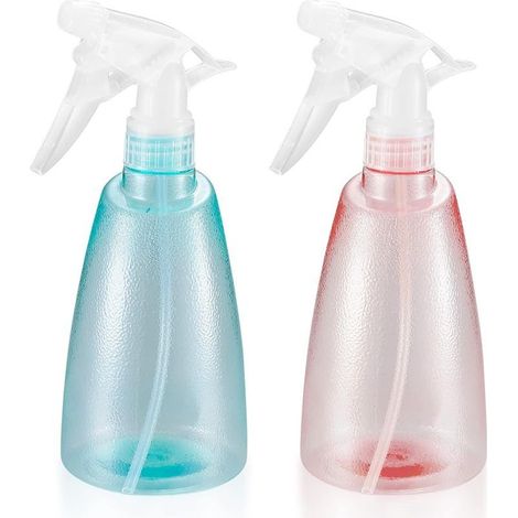 2 Pièces Flacons Pulverisateur Vide 500ML, Vaporisateur Bouteilles en Plastique, Bouteille Spray Vide, Flacon Pompe Vide pour Ménage, Jardin, Coiffeur, Plantes, Fleurs - Rose/Vert (1/5)