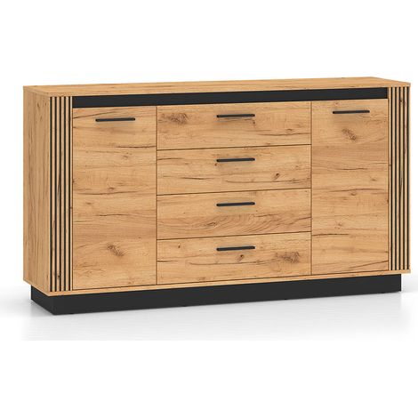 Bufé 2 puertas 3 cajones Solal Madera y Negro (1/5)
