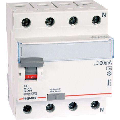 Disjoncteur différentiel 4P 63A 0,3A type AC P304 TX3 411729