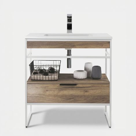 Mueble de baño con lavabo de mármol mineral Ellos-A (1/2)