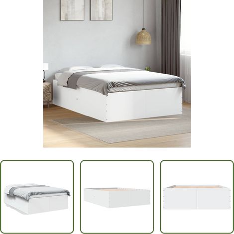 Weiß Bett - Bettgestell Weiß 140x200 cm Holzwerkstoff (1/5)