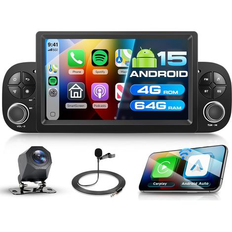 Autoradio 4+64G pour 2013-2020 avec CarPlay sans Fil et Android Auto, écran Tactile IPS 7 Pouces, GPS/5G WiFi/Bluetooth/Commandes au Volant/écran partagé, égaliseur, caméra, CANbus (1/5)