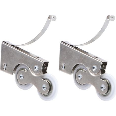 2-piece sliding door rollers made of plastic and metal for wardrobe doors and windows, quick installation, for home use (1/5)