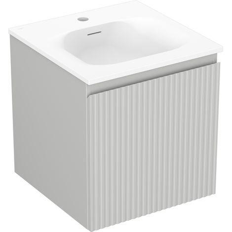 Mexen Rivel armoire de salle de bain 45 cm avec lavabo Vela, 1 tiroir, rainuré, gris mat/blanc mat - 91A20-04547-1-BF62-W23M01 (1/5)
