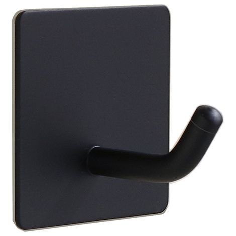 Sollbry 4er-Pack selbstklebende Handtuchhaken ohne Bohren, Wandhaken zum Aufkleben, Duschhaken für Innendusche, Badezimmer, Küchentür, schwarz (4,5 x 4,5 x 3,5 cm) (1/4)