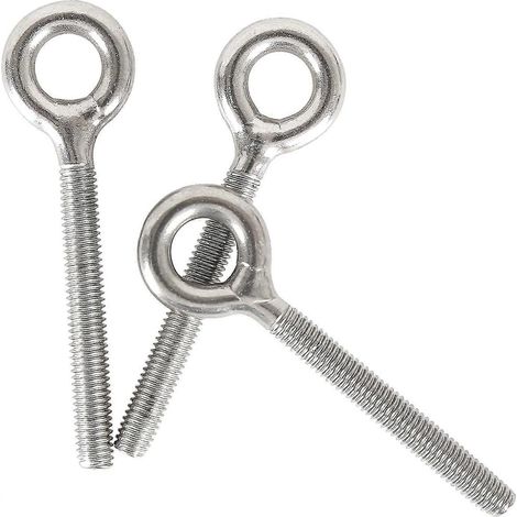 Boulon à œillet soudé fermé en acier inoxydable 304, tige filetée, filetage M10 x 70 mm, longueur totale 120 mm, diamètre intérieur de l'anneau 16 mm, lot de 5 (1/2)