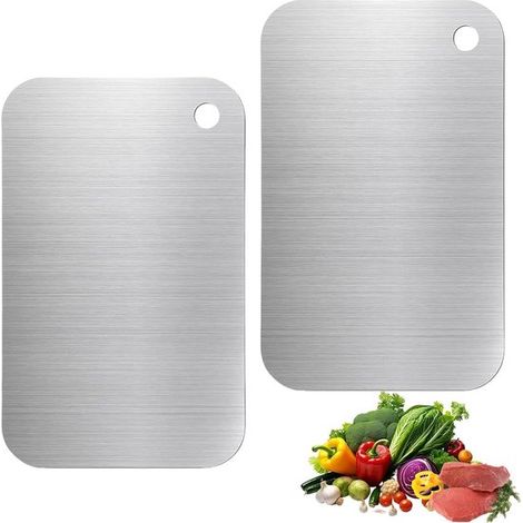 Lot de 2 planches à découper en titane – 15x14 cm – Double face – Antidérapantes – Lave-vaisselle – Camping et cuisine (1/5)