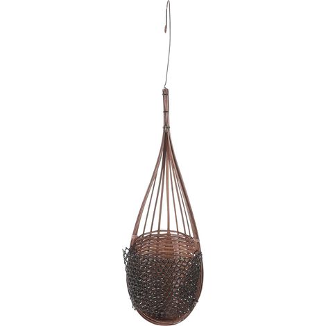 Panier suspendu en bambou pour pots de fleurs, couleur café, style vintage et forme unique (1/5)