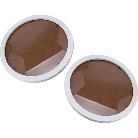 Lot de 2 Cadres Photo Ronds en Bois Rustique Blanc 28,5 Cm, Cadres Photo Muraux Bureau pour Décoration Intérieure Salon Chambre, Organisateur D'images Circulaire (1/5)