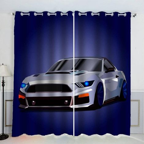 Rideau Voiture De Sport Voiture De Course Thème Moderne Rideau Thermique Isolant Anti Froid Rideau Occultant Oeillet 2 Pièces Opaque Salon Maison Décoration Rideaux Polyester (234x137 cm) - 234L X 137 (1/5)