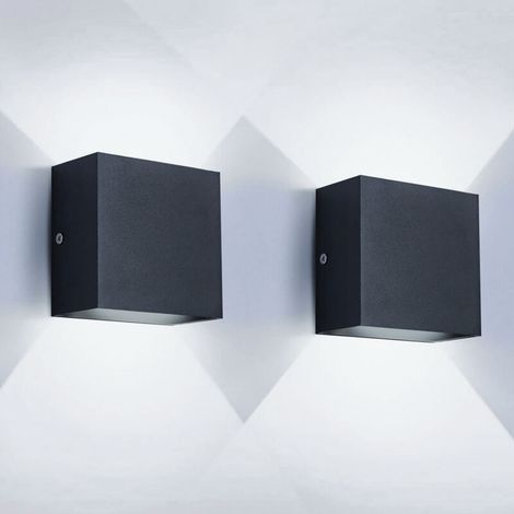 Lot de 2 appliques murales LED en aluminium, Lampe d'intérieur LED à économie d'énergie, blanc froid 6000K (1/5)