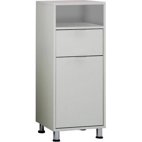 Meuble de Salle de Bains avec Porte/Tiroir Bois Blanc 37 x 90,5 x 33 cm (1/3)