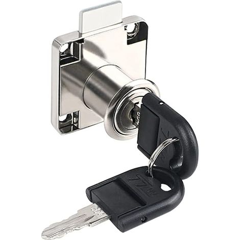 Verrou de meuble à came avec 2 clés pour porte, armoire, placard Argenté (1/3)