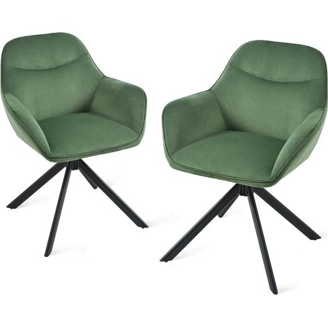 Goeurvant 360° Drehstühle mit weichem Sitz, eleganter, geschwungener Rückenlehne und ergonomischen Armlehnen, stilvoller Komfort für jedes Zimmer - 2er Set - Grün