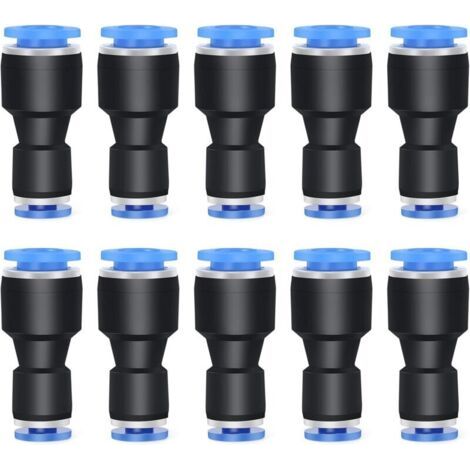 Lot de 10 réducteurs de tube droit de 8 mm de diamètre extérieur x 6 mm de diamètre extérieur pour accessoires de connexion, raccords pneumatiques, connecteur réducteur de tuyau (1/4)