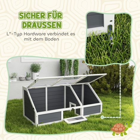 Enclos de jardin pour tortues, sans fond, ouverture facile, gris clair (1/4)
