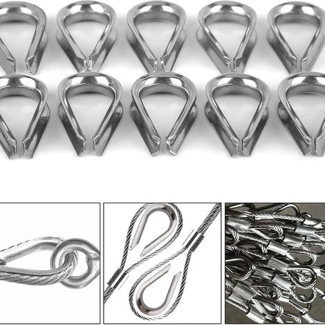 10 x 6 mm verzinkte Stahlseilkernklemmen, herzförmige Kabelstifte, Zubehör für die Schiffsausrüstung (1/5)