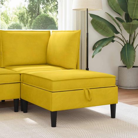 vidaXL Pouf avec Rangement Jaune Velours (1/5)