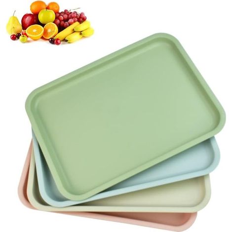 4 Couleurs Plateaux de Service en Plastique Cafés Rectangle Plateaux Restauration Rapide Plateau Service Alimentaire Plats pour Boissons Fast Food Cuisine Salle Manger Café (1/5)