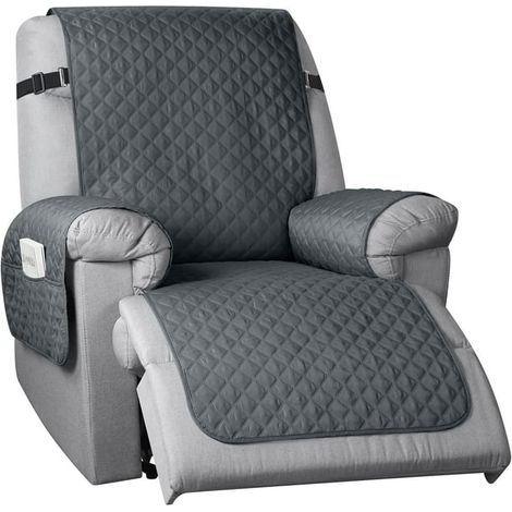 Housse de fauteuil relax antidérapante, protège-canapé pour petit fauteuil inclinable avec élastiques, housse lavable pour chaise longue, protection mobilier anti-animaux (23'' petit, gris foncé) (1/5)