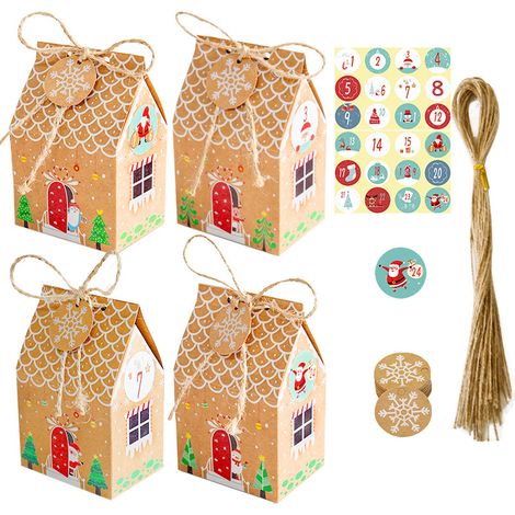 Sac Cadeau Noël - Papier Kraft Épais - 24 Pièces - 12,5 x 9 x 4 cm - Pour Bonbons, Petits Cadeaux, Faveurs de Fête - Idéal pour Noël et Célébrations (1/5)
