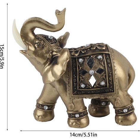 Statuette Éléphant Décorative Dorée pour Maison Bureau Cadeau Élégant (M)