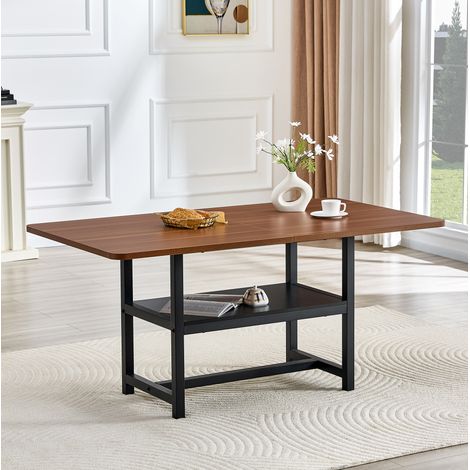 MEUBLIV Table à manger 160x90 cm noyer noir – rangement intégré (1/5)